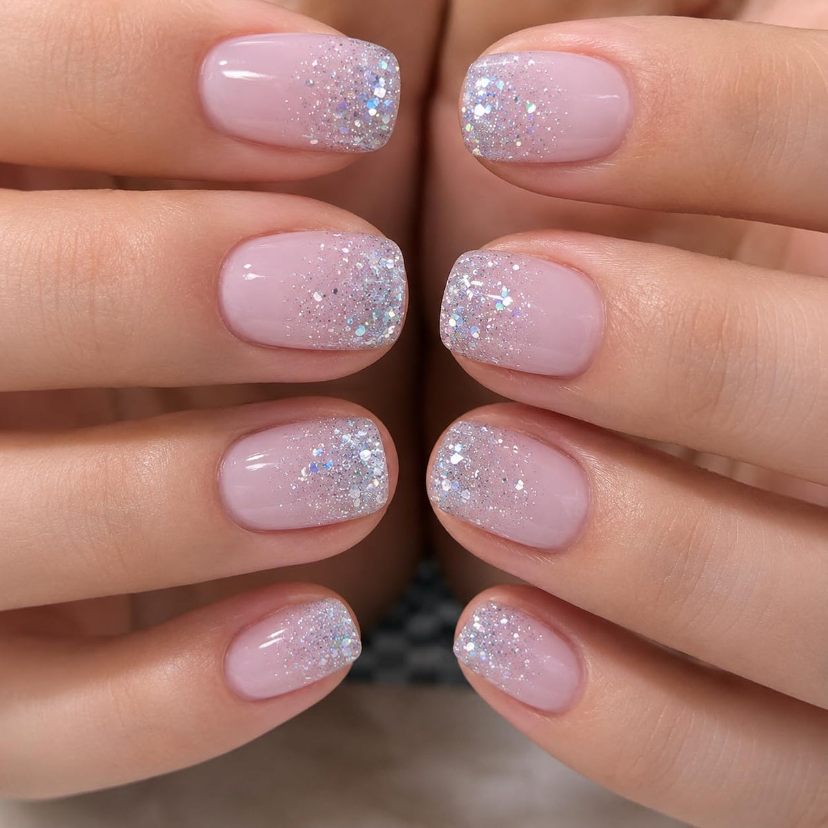 CurvLife Extra Short Square Press On Nails, Nude, Nude Luster, Soft Gel