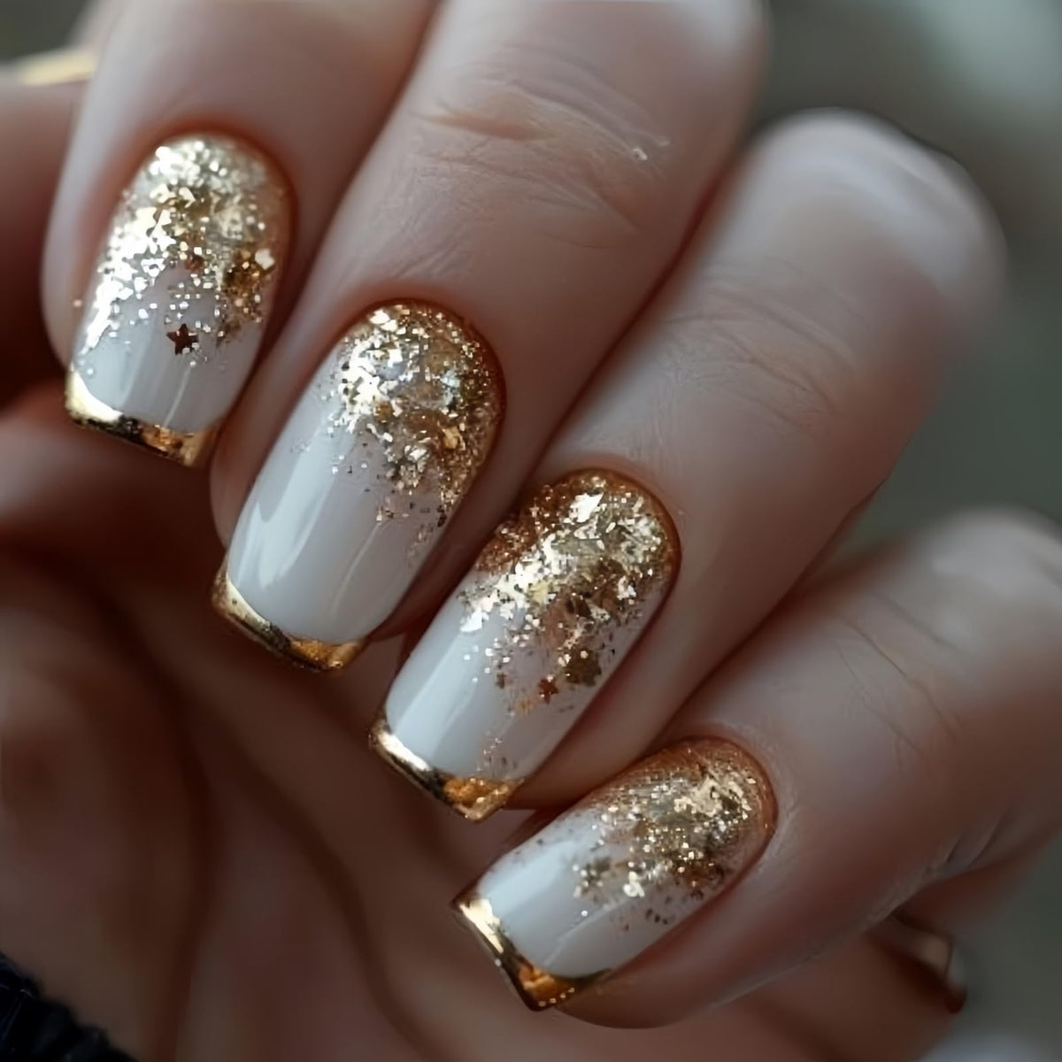 24Pcs Long Square Nude Pink White Nails Press ons Pearl Gold Flower Fake Nails Elegant False Nails Bridal Nails Glue on Luxurious Stick on Nails Casual Work for Girl Women Wedding Formal Occasions
