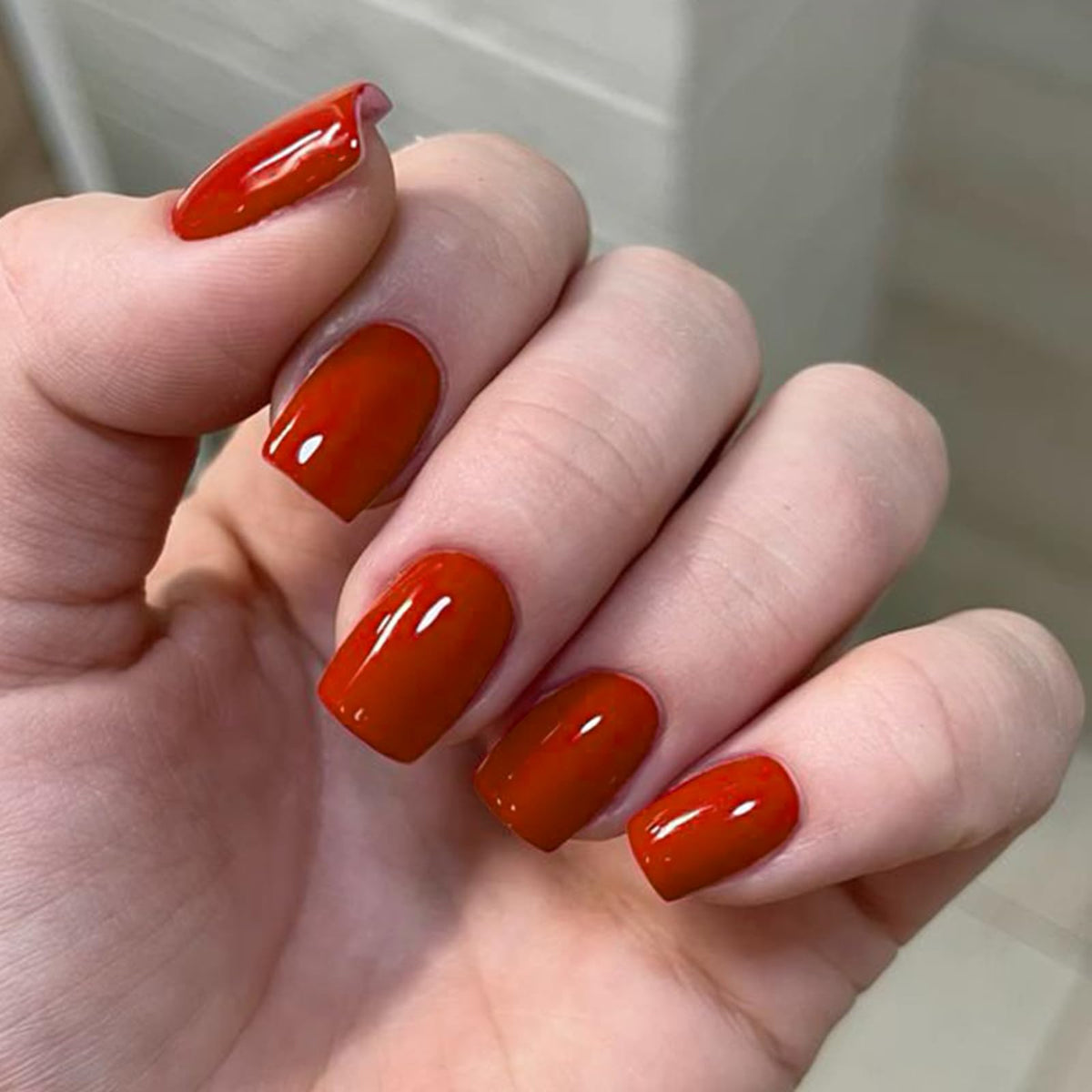 Modelones Burgundy Press on Nails Short Square, Dark Red Fall Fake Nails