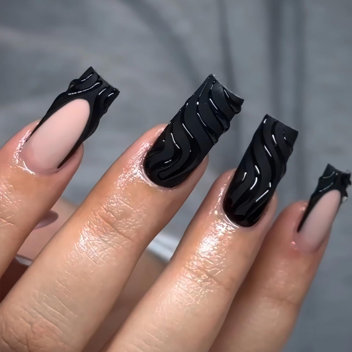 BABALAL Press on Nails, Extra Long Square Fake Nails, Gold Chrome French Tip, Luxury Rhinestone & Star Charm Design, Bling Shiny Reusable Glue on Nails 24Pcs