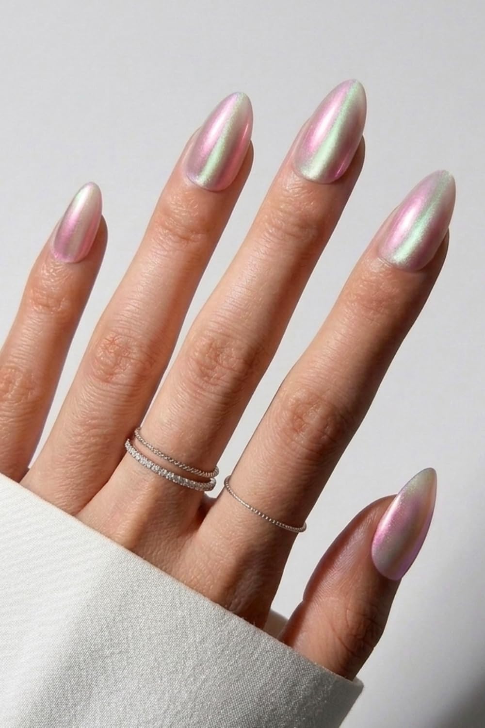 AzureBeauty Short Almond French Tip Press On Nails, Glazed Donut, 32 Pcs