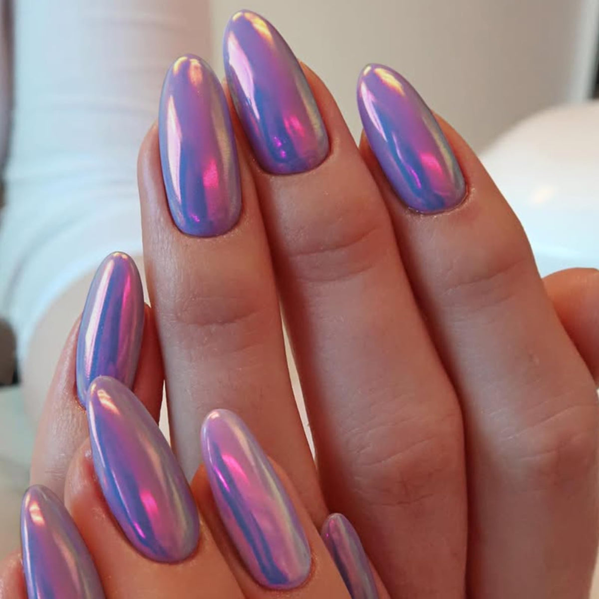 Spring Press on Nails Almond Medium Fake Nails with White Flower Designs French Tip Nails Press ons Light Green False Nails Glossy Glue on Nails Acrylic Nails Nude Stick on Nails for Women 24Pcs
