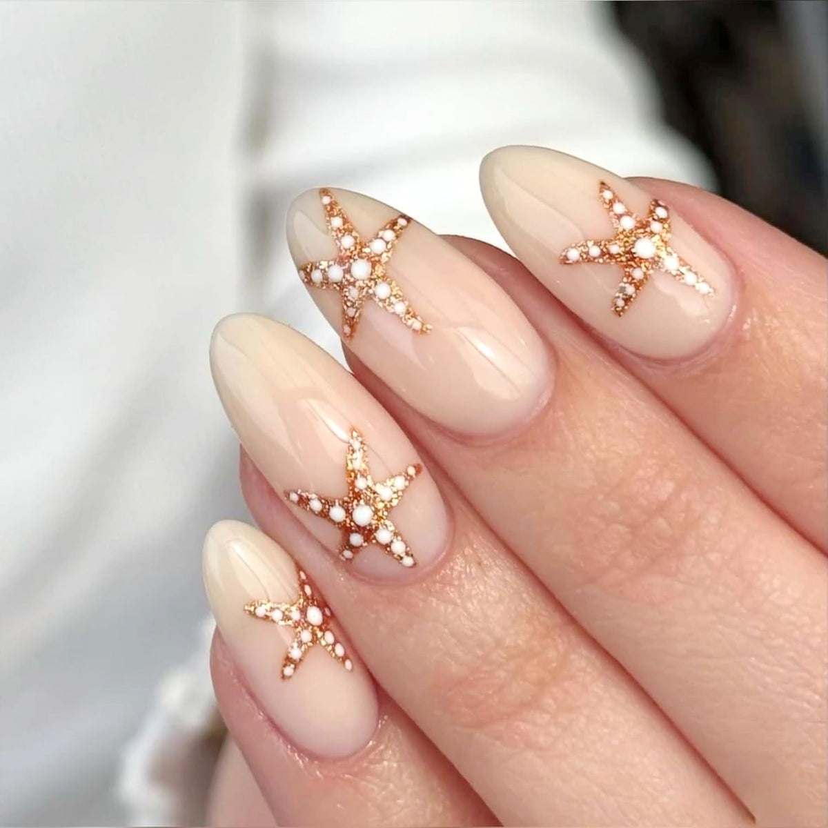 Black French Tip Press On Nails Almond Stiletto, Nude Glossy Fake Nails