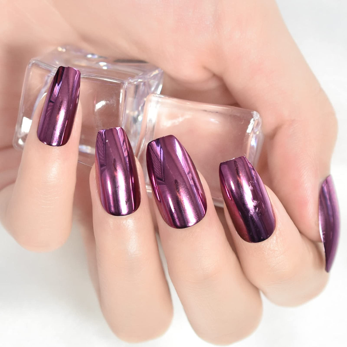 EchiQ Press On Nails Pearl Shine Pink French Nail White Round Fake Nails Short Glossy Satin Artificial Lady Fingernails with Adhesive Tabs