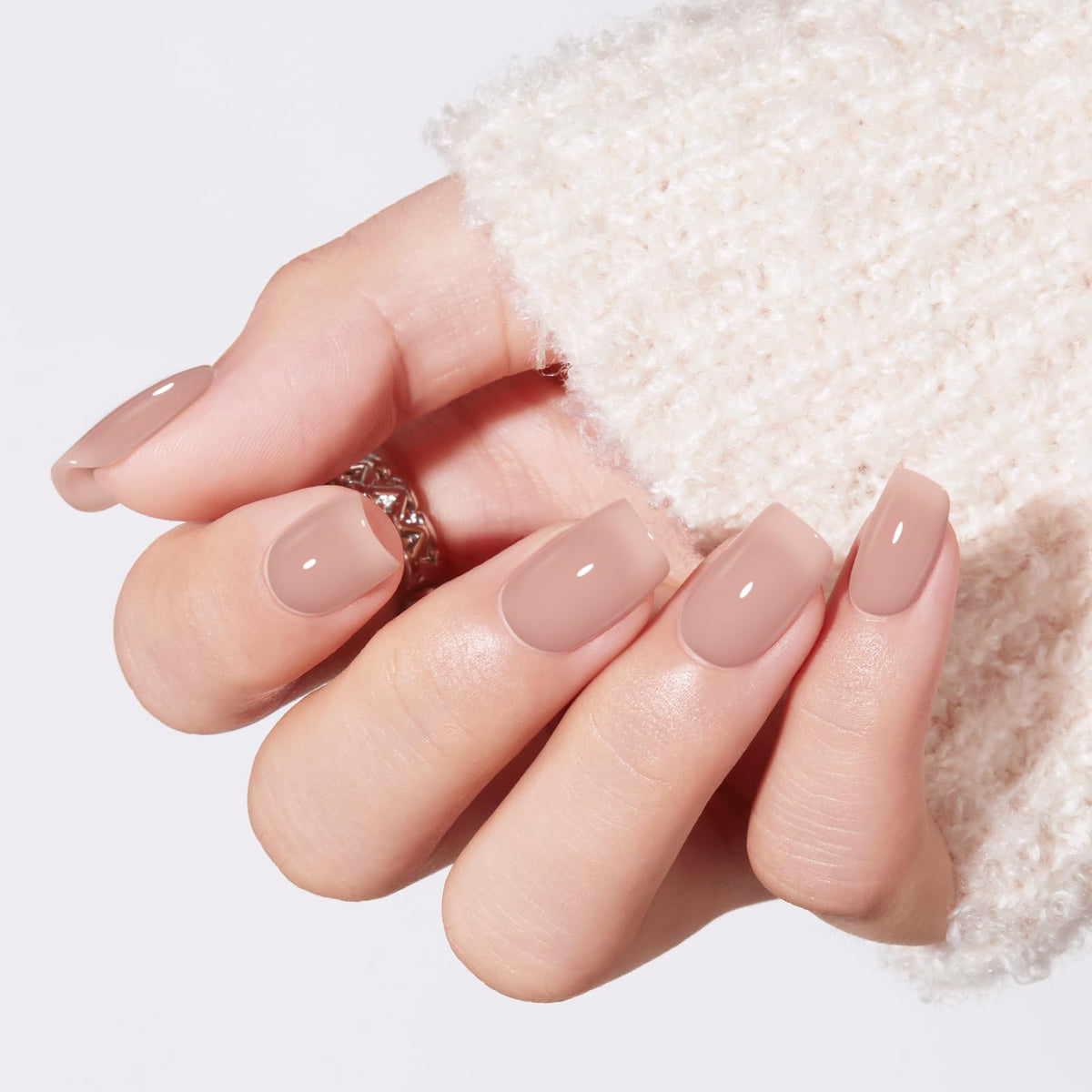 Modelones Burgundy Press on Nails Short Square, Dark Red Fall Fake Nails