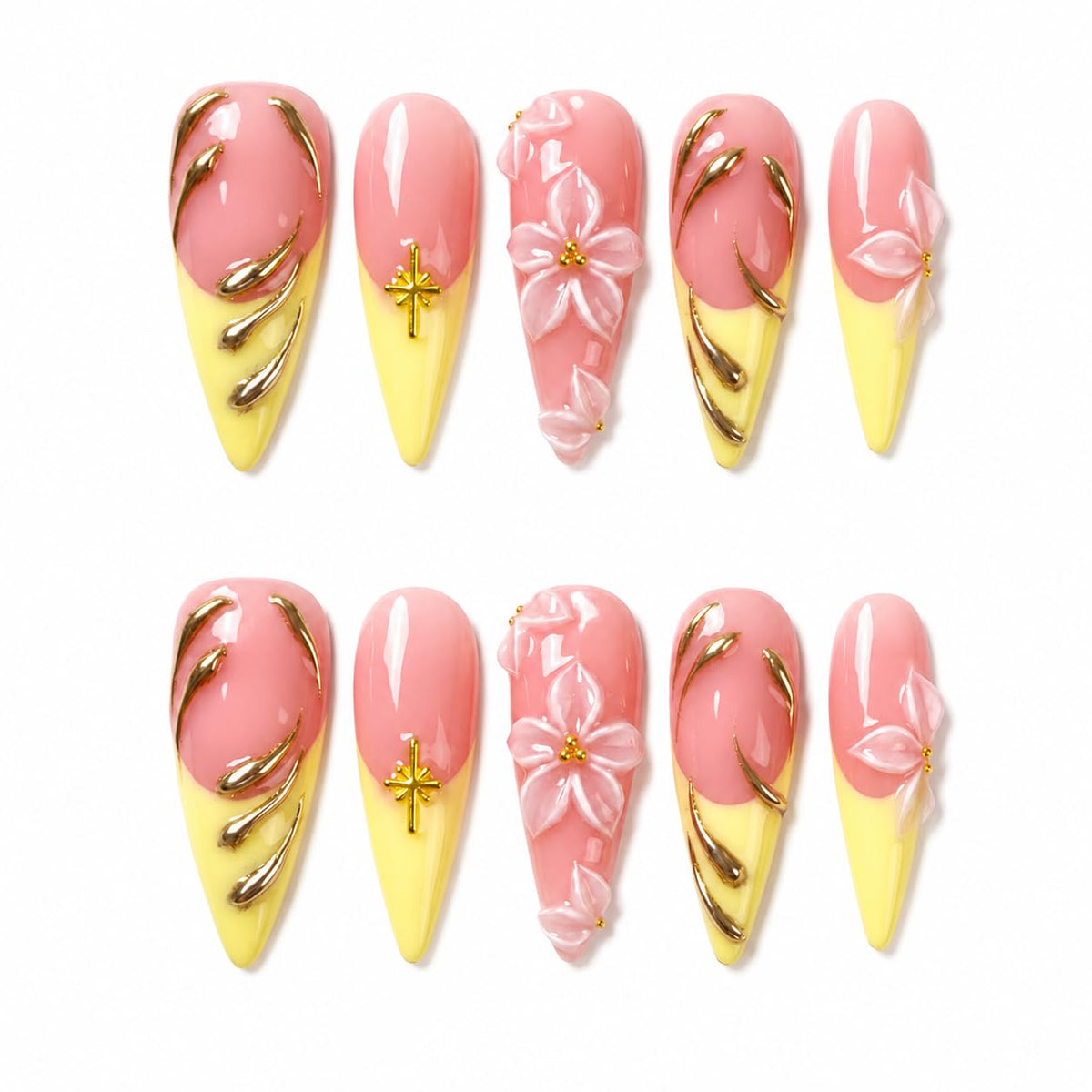 Luxury Long Stiletto Press on Nails Handmade Acrylic False Nails