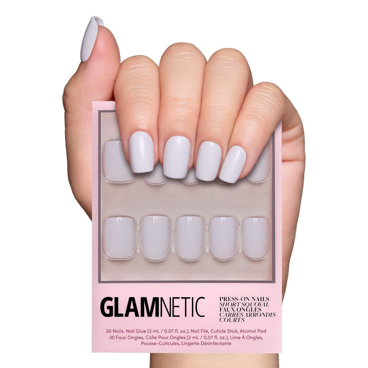 Glamnetic Press On Nails - Medium Square, Glossy Fake Nails 30 Pc Full Kit