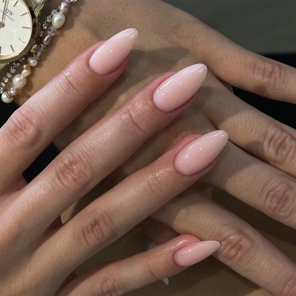 30Pcs Bridal White Press On Nails Almond Medium, French Tip Nails Press Ons, Nude Pink Fake Nails With 3D Shell Pearl Designs, Elegant Wedding Glue On Nails For Women Nail Art, Reusable Acrylic