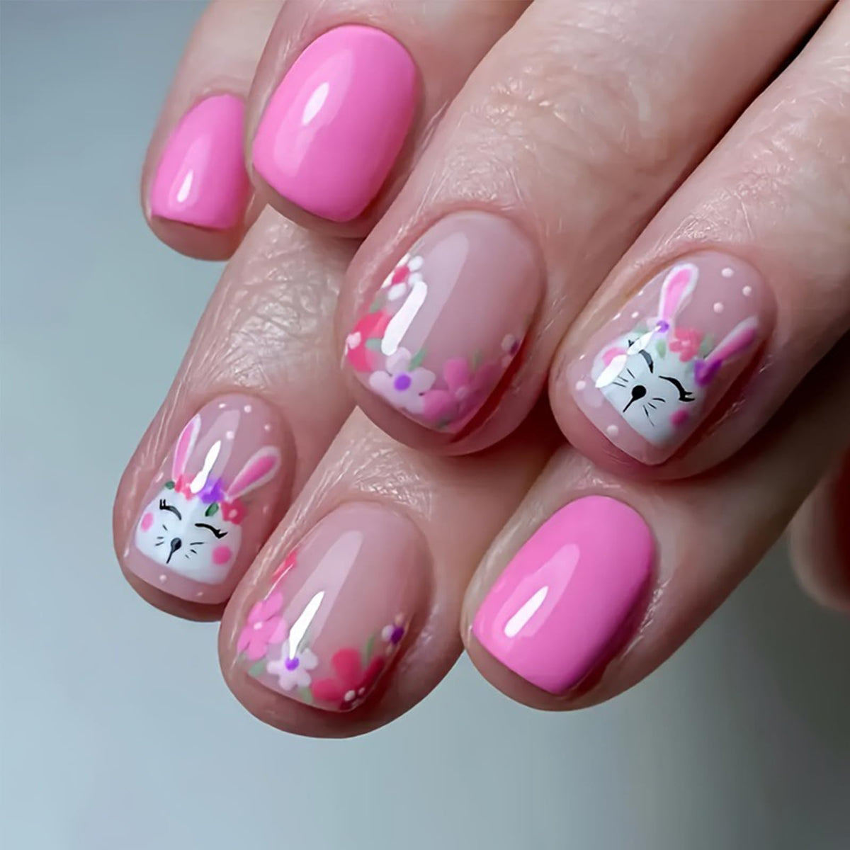 Green Press on Nails Medium Almond Fake Nails with 3D Pearl Rhinestones Designs Gold French Tips Flower Acrylic Nails False Nails White Floral Full Cover Glossy Stick on Nails for Women 24Pcs
