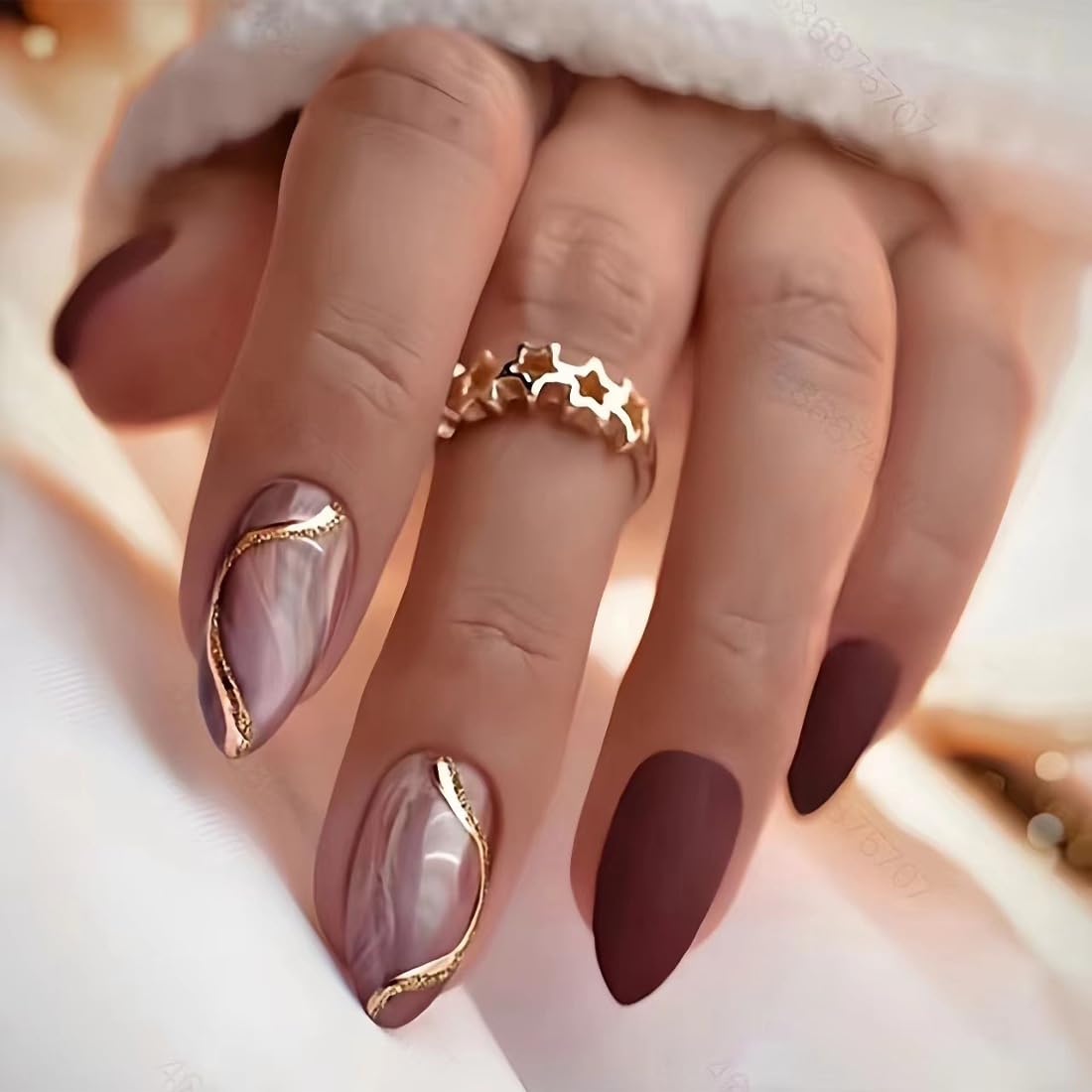 Ombre White Almond Press on Nails Short Medium Pink Fake Nails with Rhinestone Bling Designs Glitter Manicure Fake Nails False Nails for Wedding Fantasy Acrylic stick on nail for Women