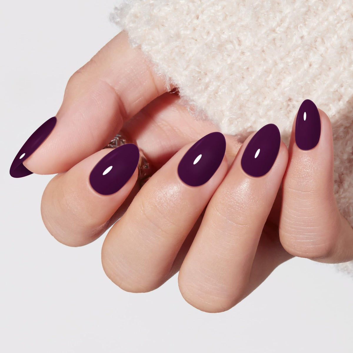 modelones Milky White Press On Nails Short Almond 32Pcs 16 Sizes Reusable