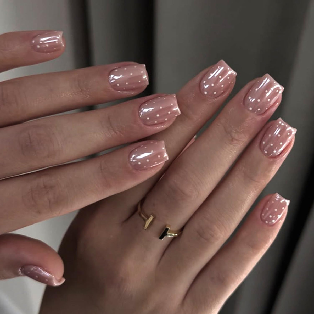 Black French Tip Press On Nails Almond Stiletto, Nude Glossy Fake Nails