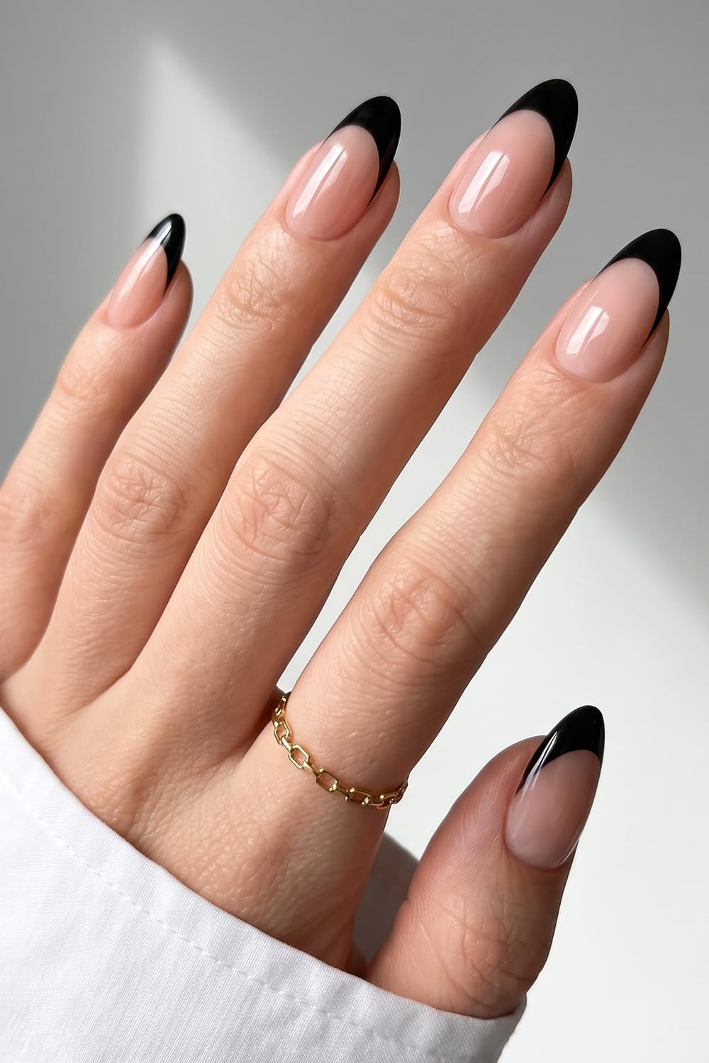 AzureBeauty Short Almond French Tip Press On Nails, Glazed Donut, 32 Pcs