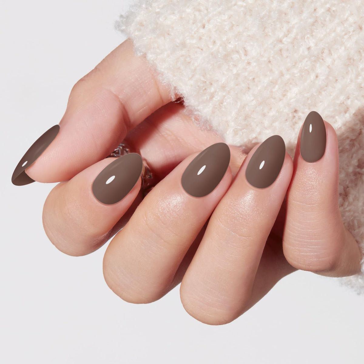 modelones Milky White Press On Nails Short Almond 32Pcs 16 Sizes Reusable