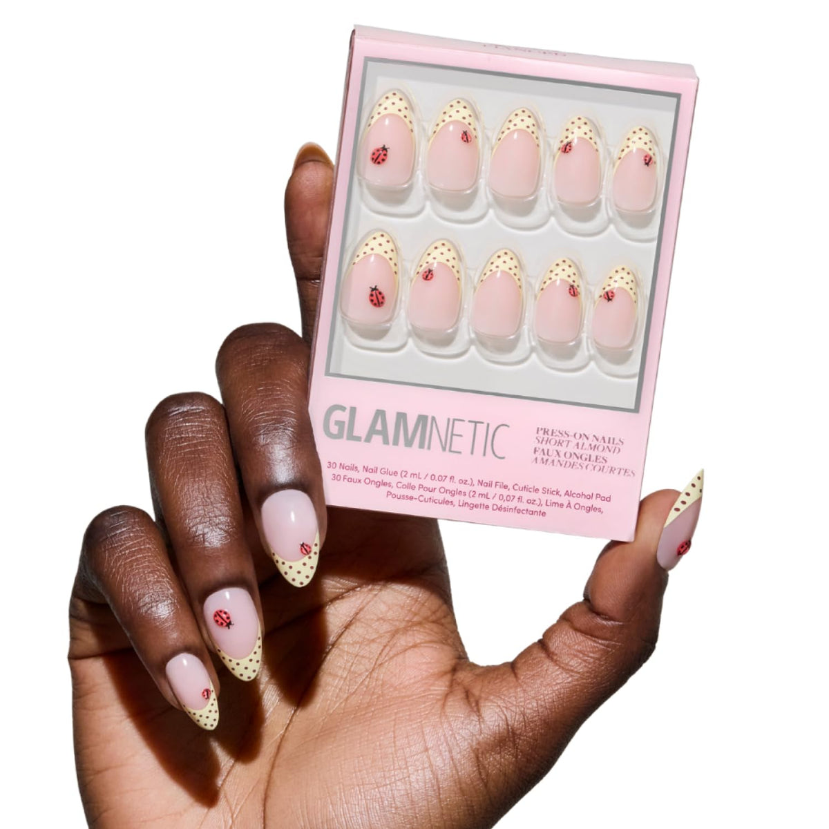 Glamnetic Press On Nails - Medium Square, Glossy Fake Nails 30 Pc Full Kit