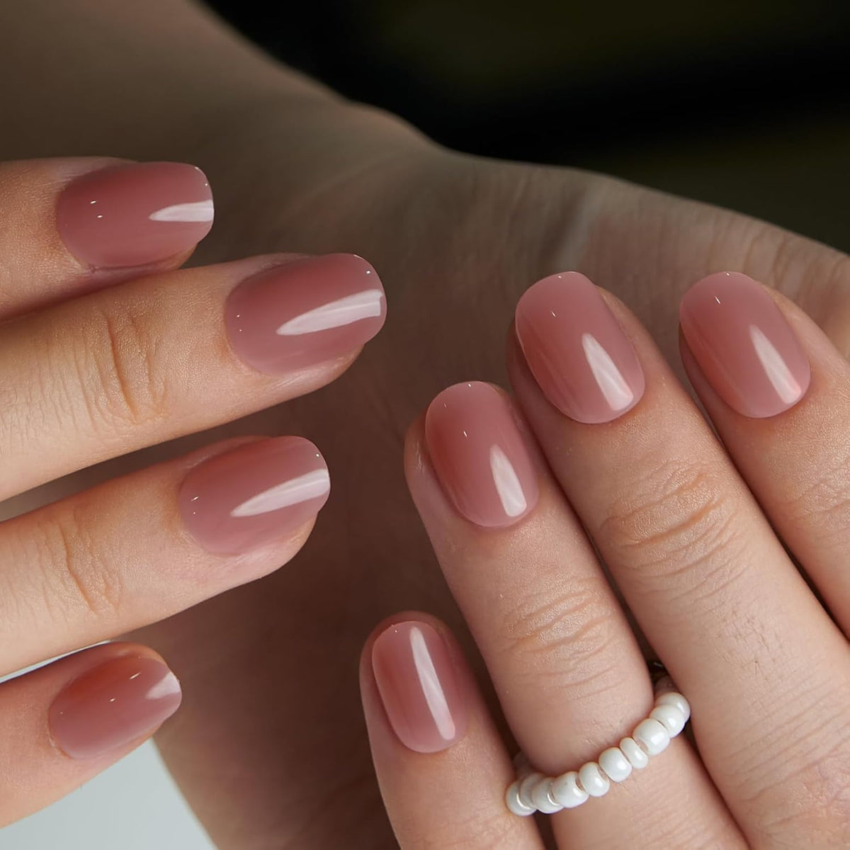 CurvLife Extra Short Oval Press On Nails, Nude Peach Pink, Soft Gel
