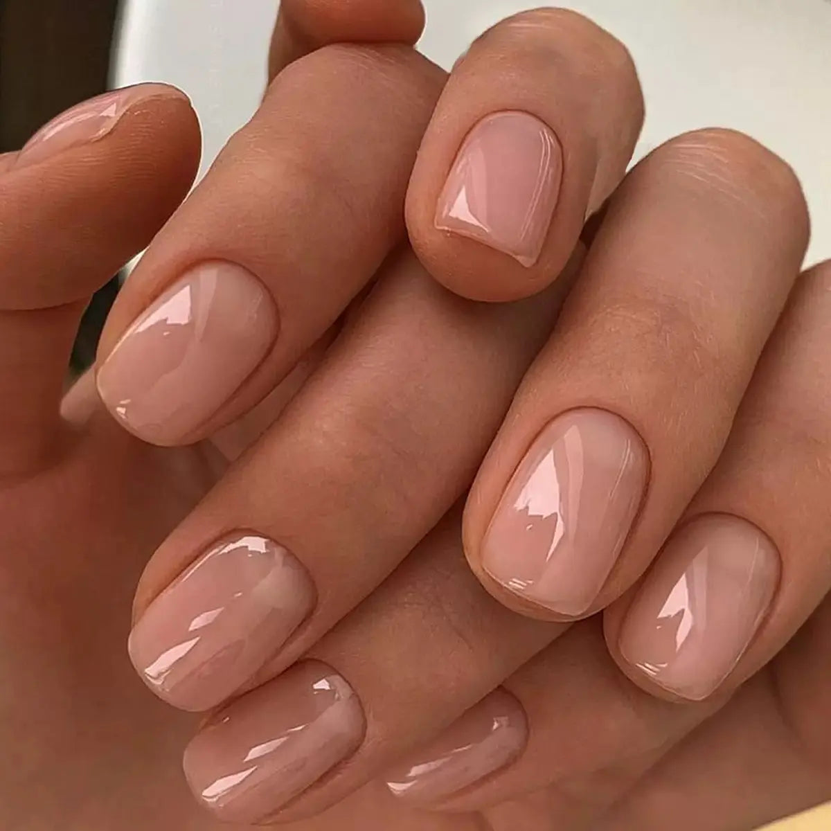 Milky White Press-On Nails - 24Pcs Short Square Reusable Nails, Glossy Finish, Easy Apply, Elegant Fashion Style, Comfortable, Durable, for Daily Wear & Business Use, Lightweight