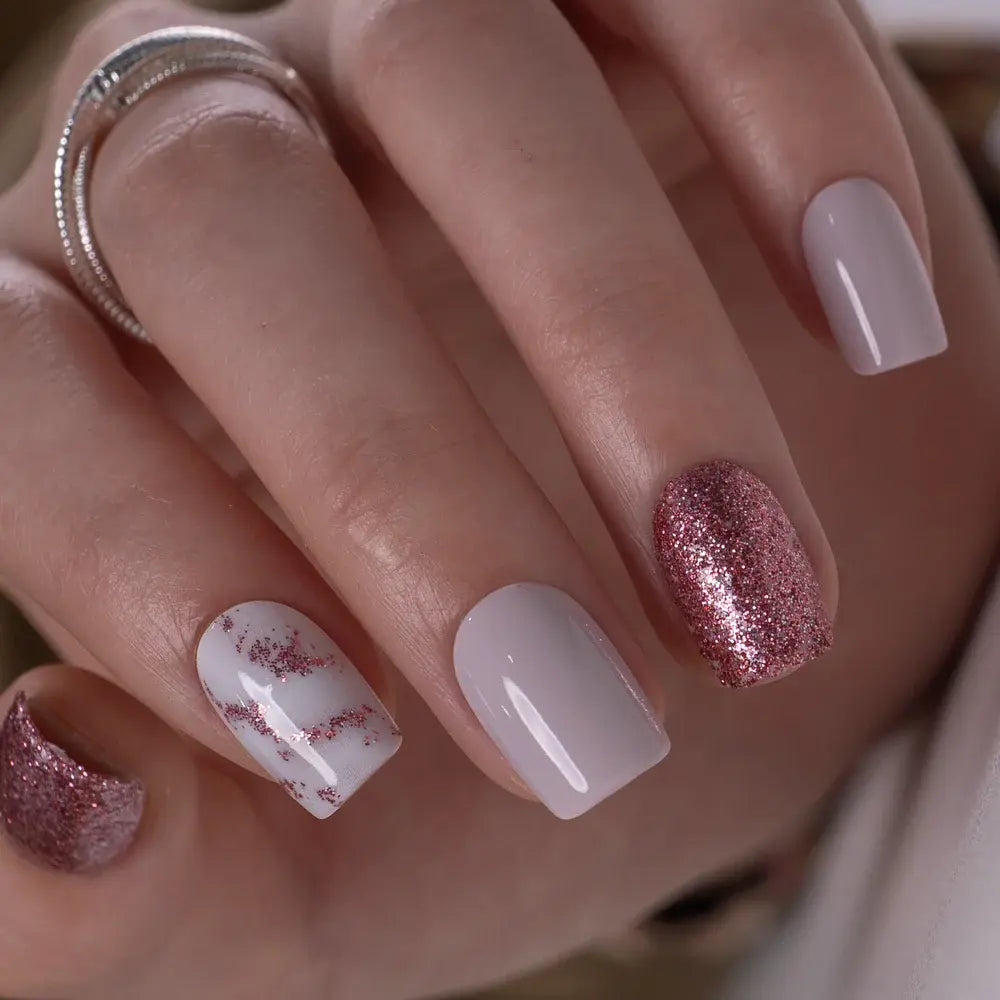 CurvLife Soft Nude Pink Gradient Press-On Nails | 30Pcs | Short Square | Elegant Natural Ombre Finish | Summervibes | No UV Needed, Easy to Apply, Comfortable Fit, Long-Lasting | Perfect for Daily Wear, Office Looks, Romantic Dates & Minimalist Nail Art