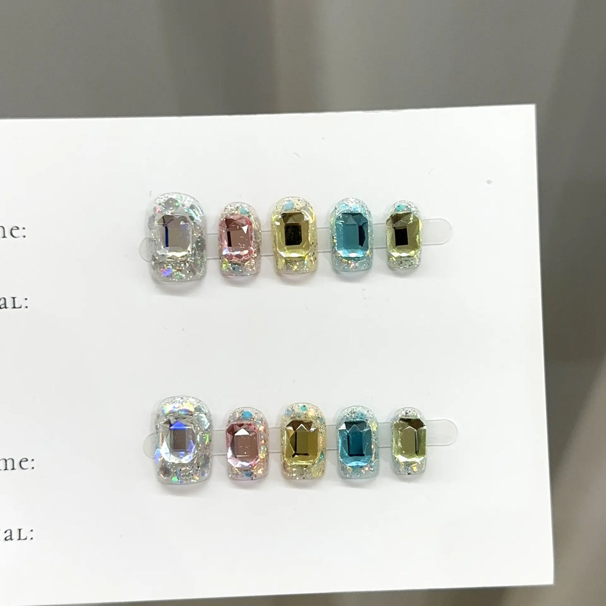 【FULLY ENCRUSTED DIAMOND】Luxury Diamonds Sparkle Princess Nails needlepoint  Handmade Press on Nails Nail Art cat eye Stunning  Butterfly charms with Accents Colorblock Bow Rhinestone Glossy Water Ripple French kit nail glue on nail tip piggy reusable, Pr