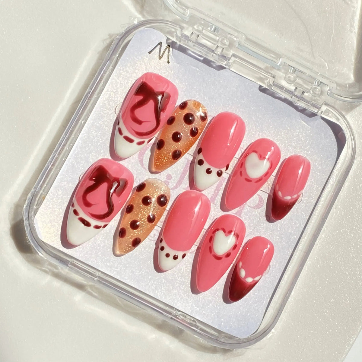 10Pcs Handmade Press On Nails Reusable Medium Handmade Acrylic Press Nails New Summer Collection, Cute Elegant Luxury Cat Eye Design, Ocean Inspired, High Quality Soft Sophisticated Look for Women Nail Art