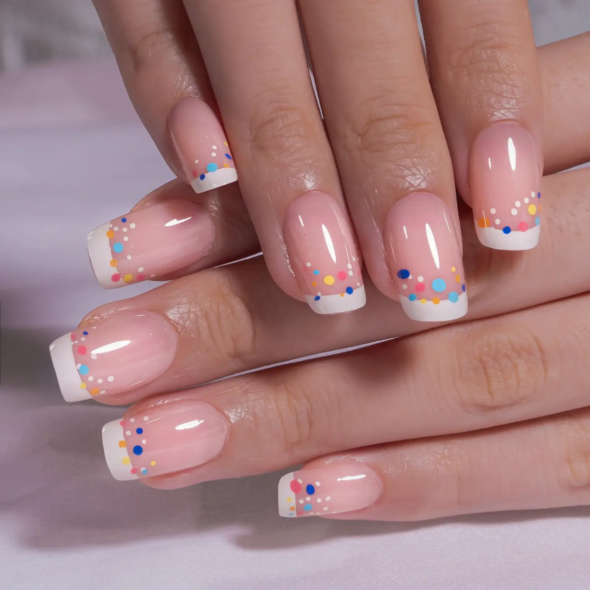 Classic French Tip Press On Nails | CurvLife Nail | 24pcs Short Oval Fake Nails | Natural Nude Finish | Easy Apply, Comfortable & Long-Lasting | Daily, Business & Elegant Event Nail Art