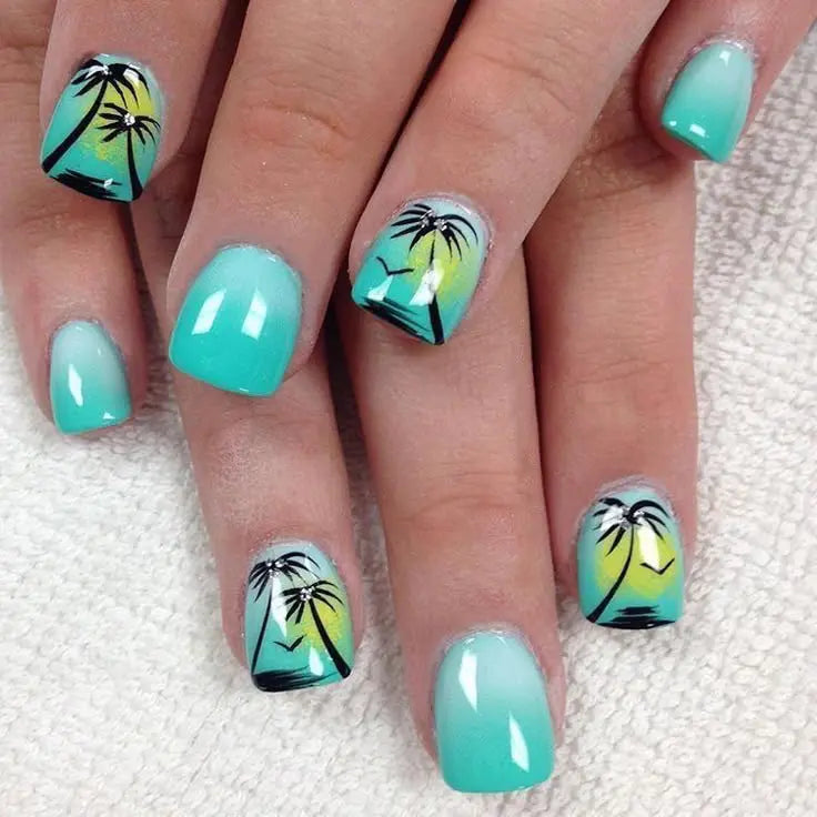 Aurora Shine Gradient Press-On Nails – Nude to Purple Ombre with Iridescent Stripes and Rhinestone Accents, Long-Lasting Reusable Square Tips, Easy to Apply, Perfect for Parties, Weddings, Festivals, and Elegant Everyday Chic Manicure Styles