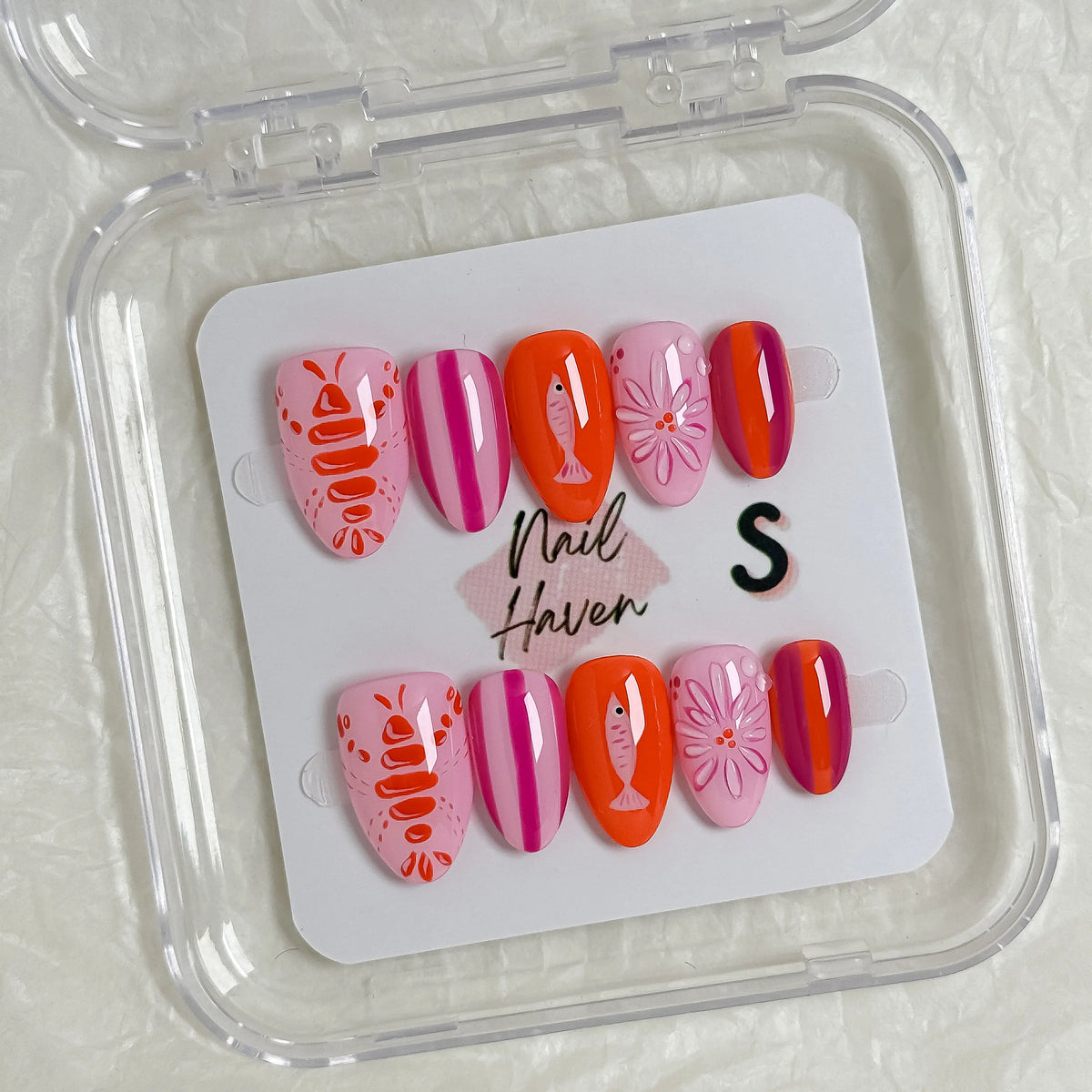 NailHaven| Short Almond Continued Collection - 10 Pcs Handmade Press-On Nails| Cute Acrylic Nails, High Quality Reusable