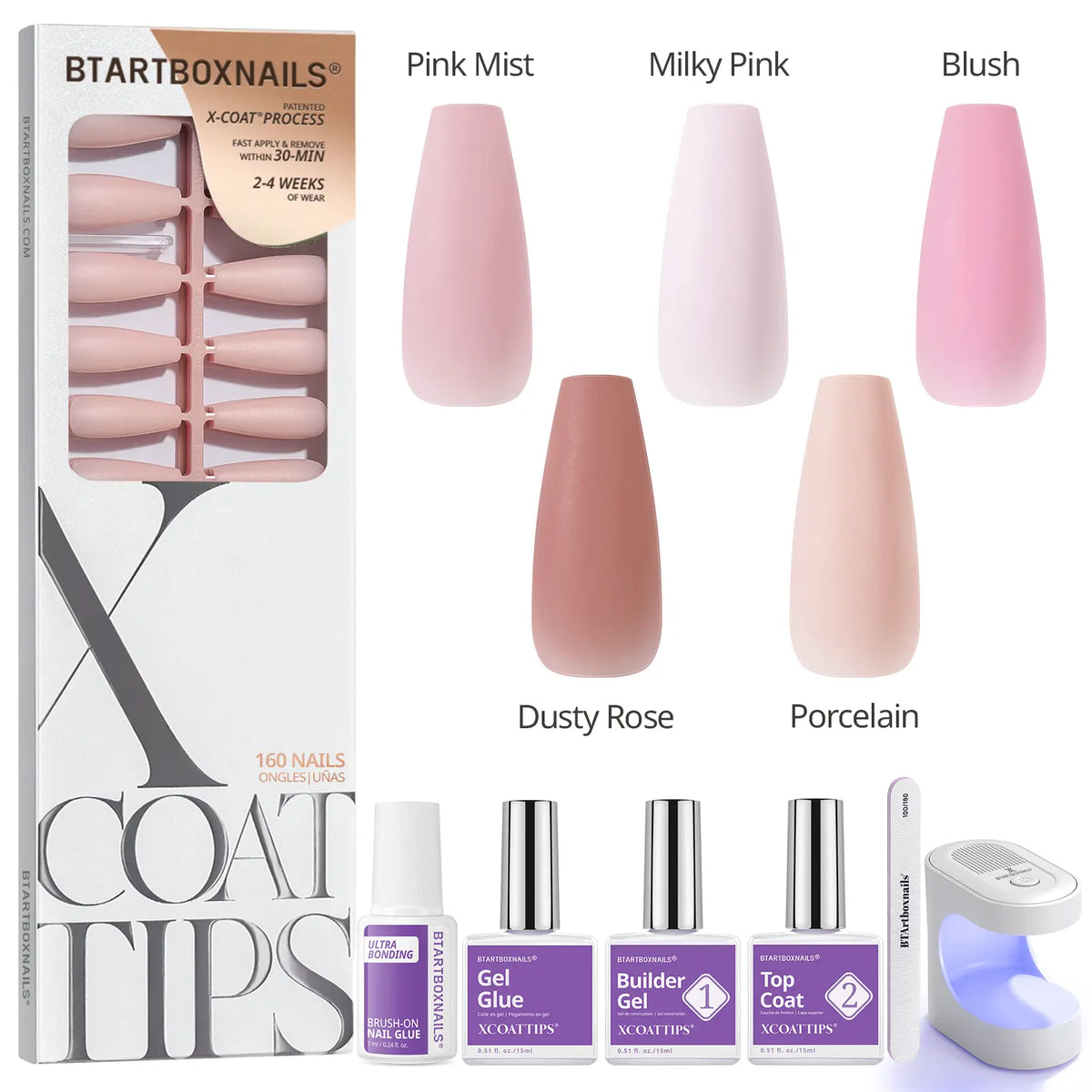 btartboxnails XCOATTIPS Soft Gel Nail Tips - Square or Almond or Coffin or Stiletto Press on Nails,4-Week Wear, Easy-to-Apply, Soak Off, Salon Quality Value at Home, 16 Size - 160 Fake Nails,sohochic