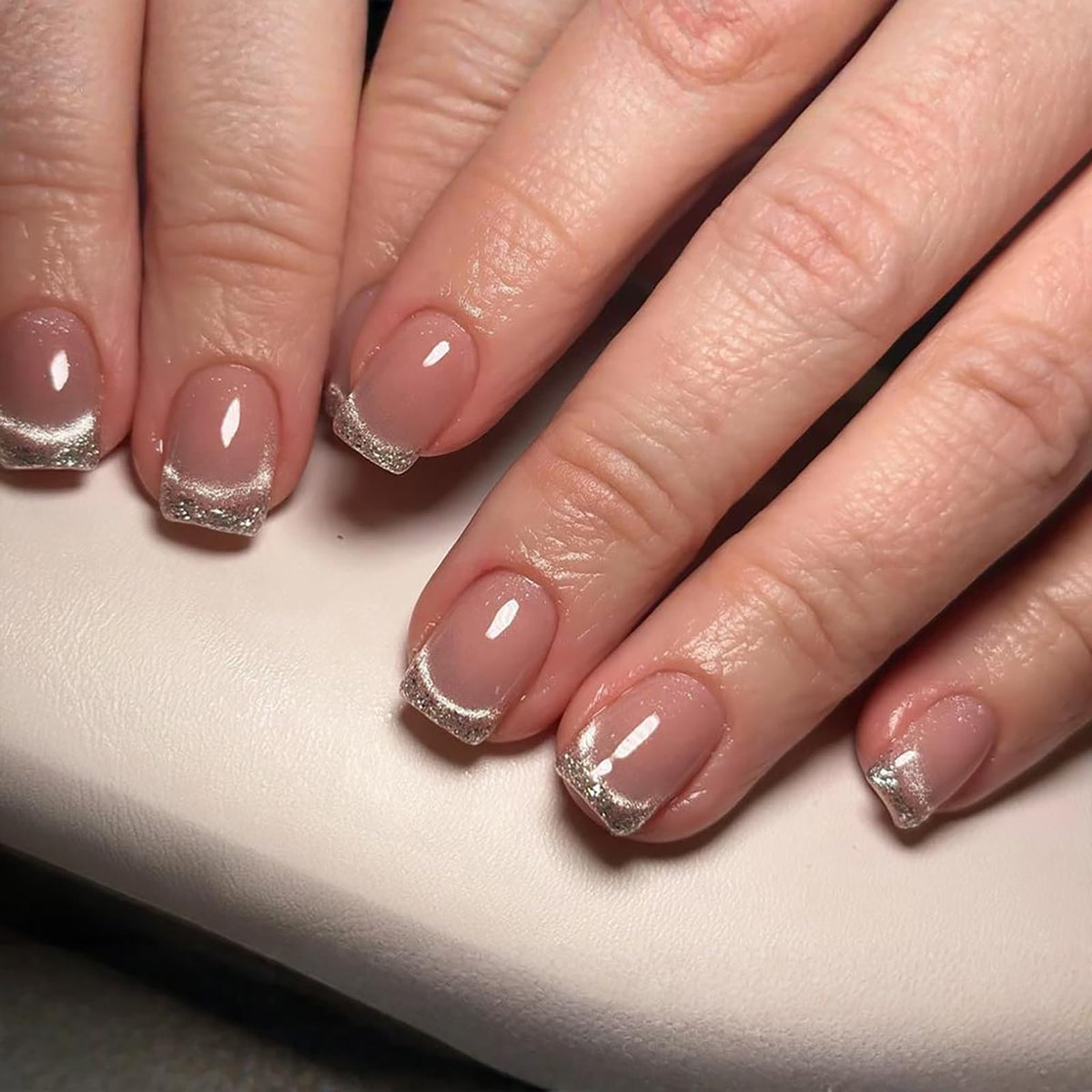 24Pcs Long Square Nude Pink White Nails Press ons Pearl Gold Flower Fake Nails Elegant False Nails Bridal Nails Glue on Luxurious Stick on Nails Casual Work for Girl Women Wedding Formal Occasions