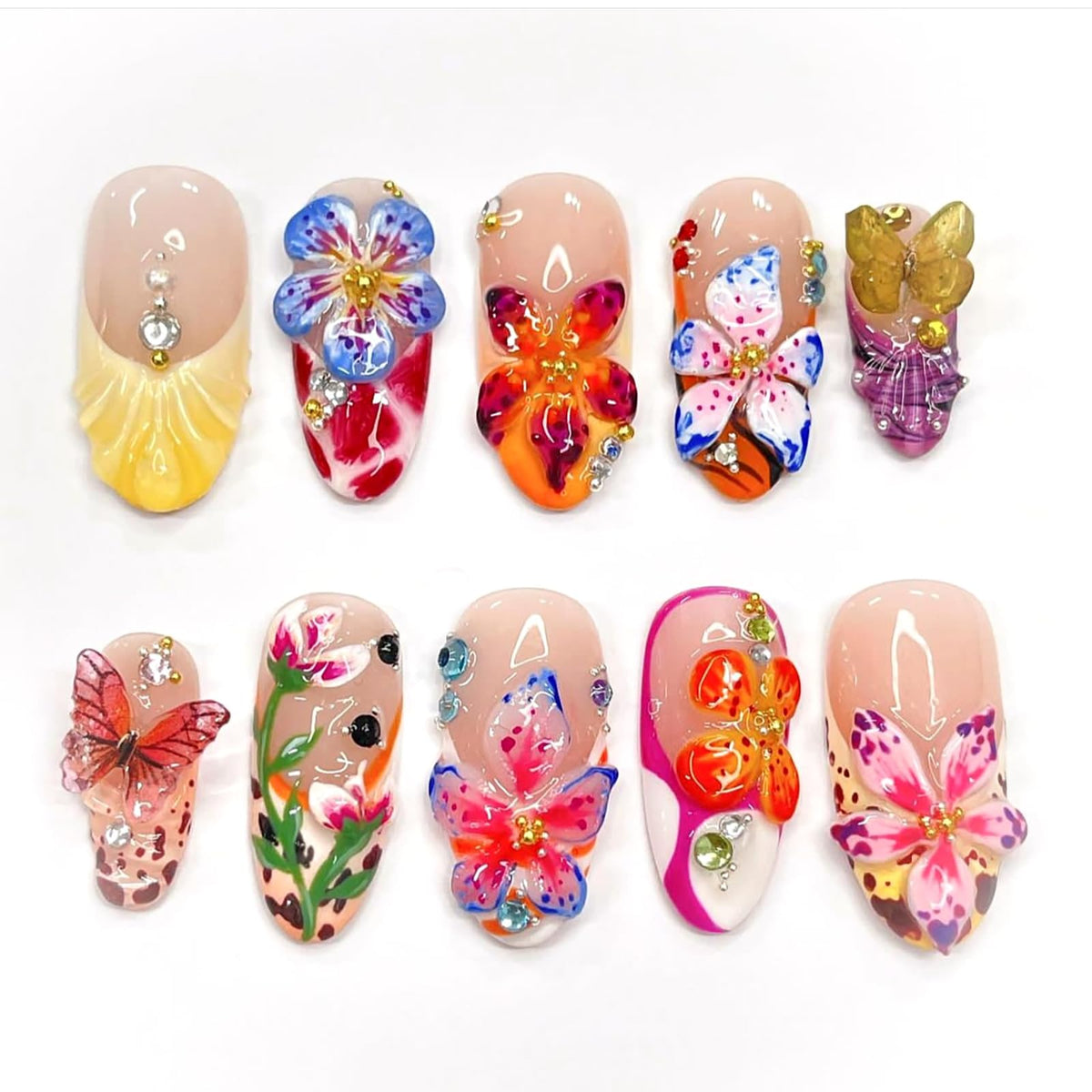 HOSAILY Long Almond Gold Glitter Press On Nails - Luxury French Shimmer Diamond Design, Holiday Party & Wedding False Nail, 24PCS Full Cover Gel Nail for Women- Autumn to New Year’s Elegance