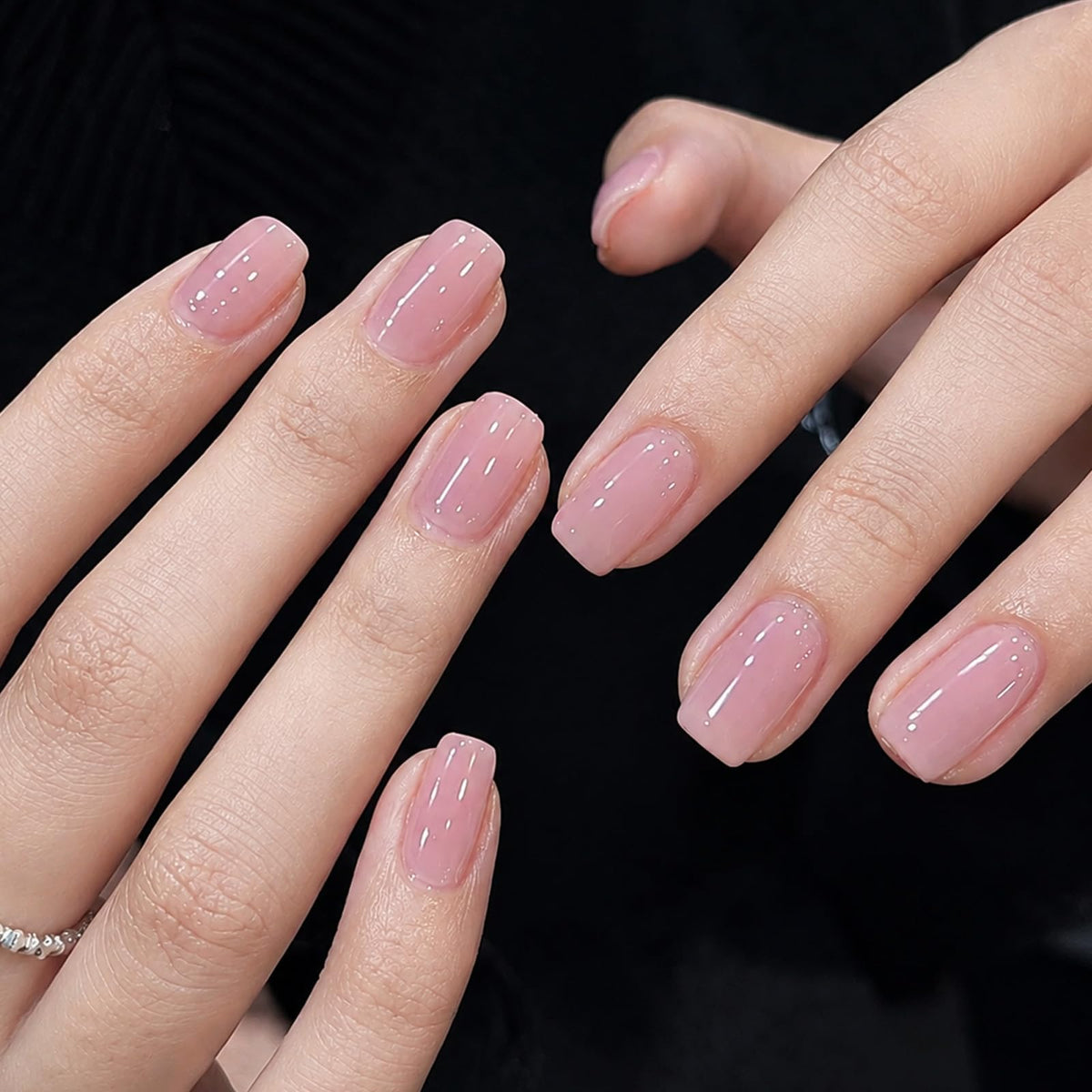 Modelones Burgundy Press on Nails Short Square, Dark Red Fall Fake Nails