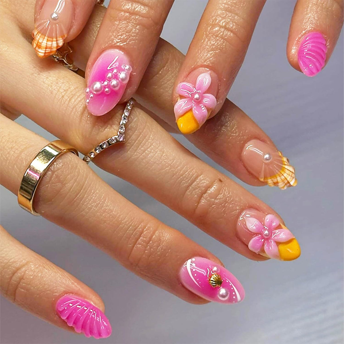 24pcs White French Tip Press on Nails Medium Almond Fake Nails with 3D Bow Acrylic Nails Design Gold Line Stick on Nails French False Nails Kit Full Cover Glue on Nails for Women Nail Decoration