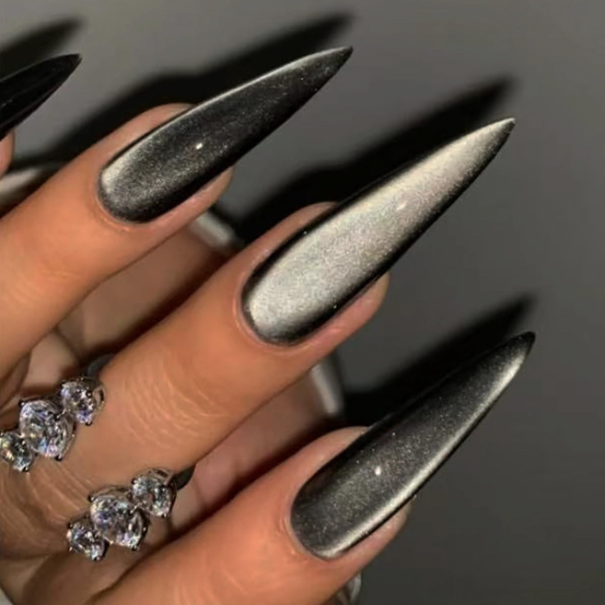 BABALAL Long Stiletto Press on Nails Metallic Gold Chrome Fake Nails