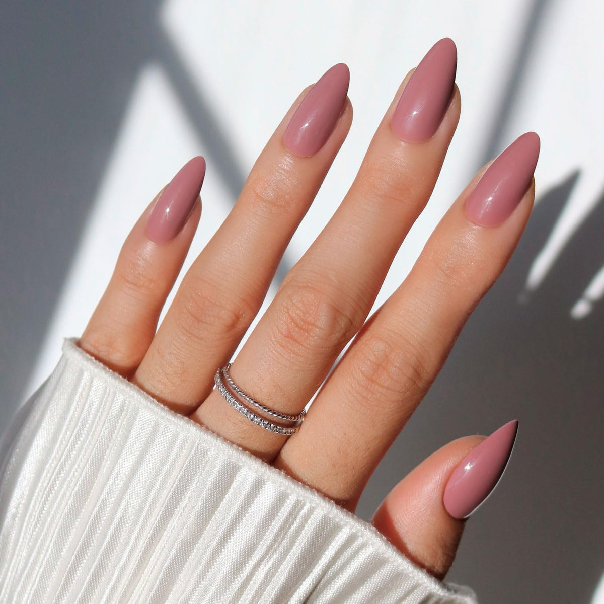 Glamnetic Press On Nails - Medium Almond, Glossy Fake Nails 30 Pc Full Kit