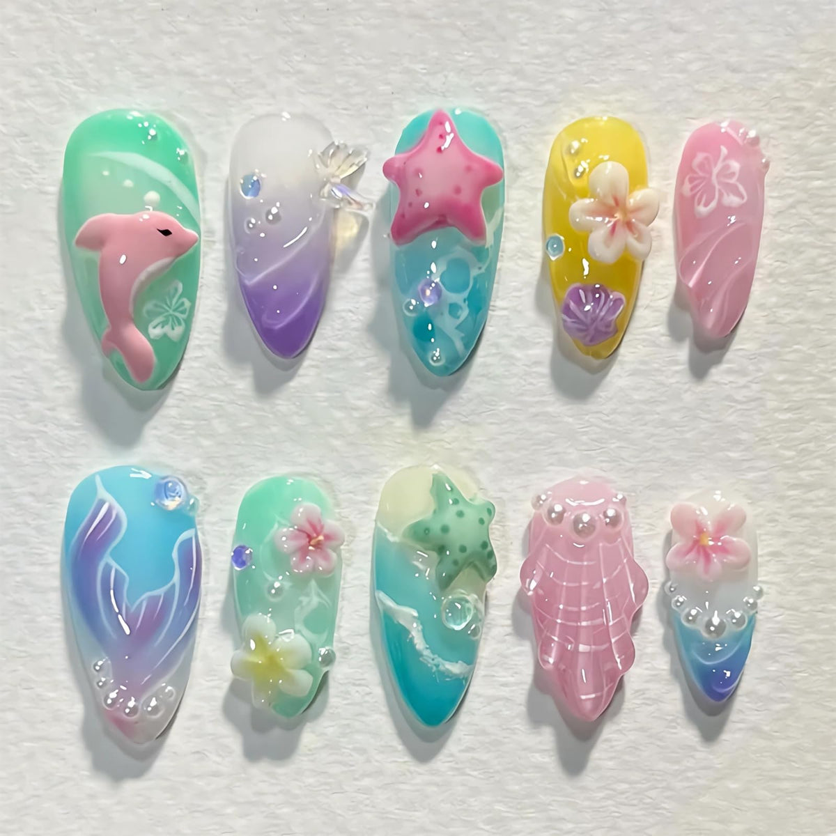 BABALAL Press On Nails - Medium Almond Fake Nails, Pink White Gradient, Rhinestone Gold Bangle, Glossy Coquette Wedding Bridal Glue On Nails 24Pcs