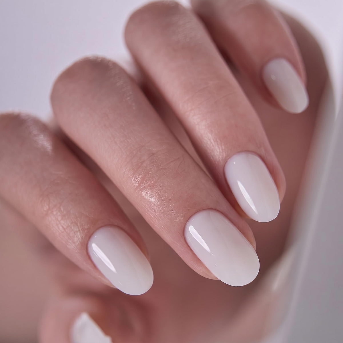 CurvLife Short Oval Chrome Nude Press On Nails, Champagne Pearl, Soft Gel