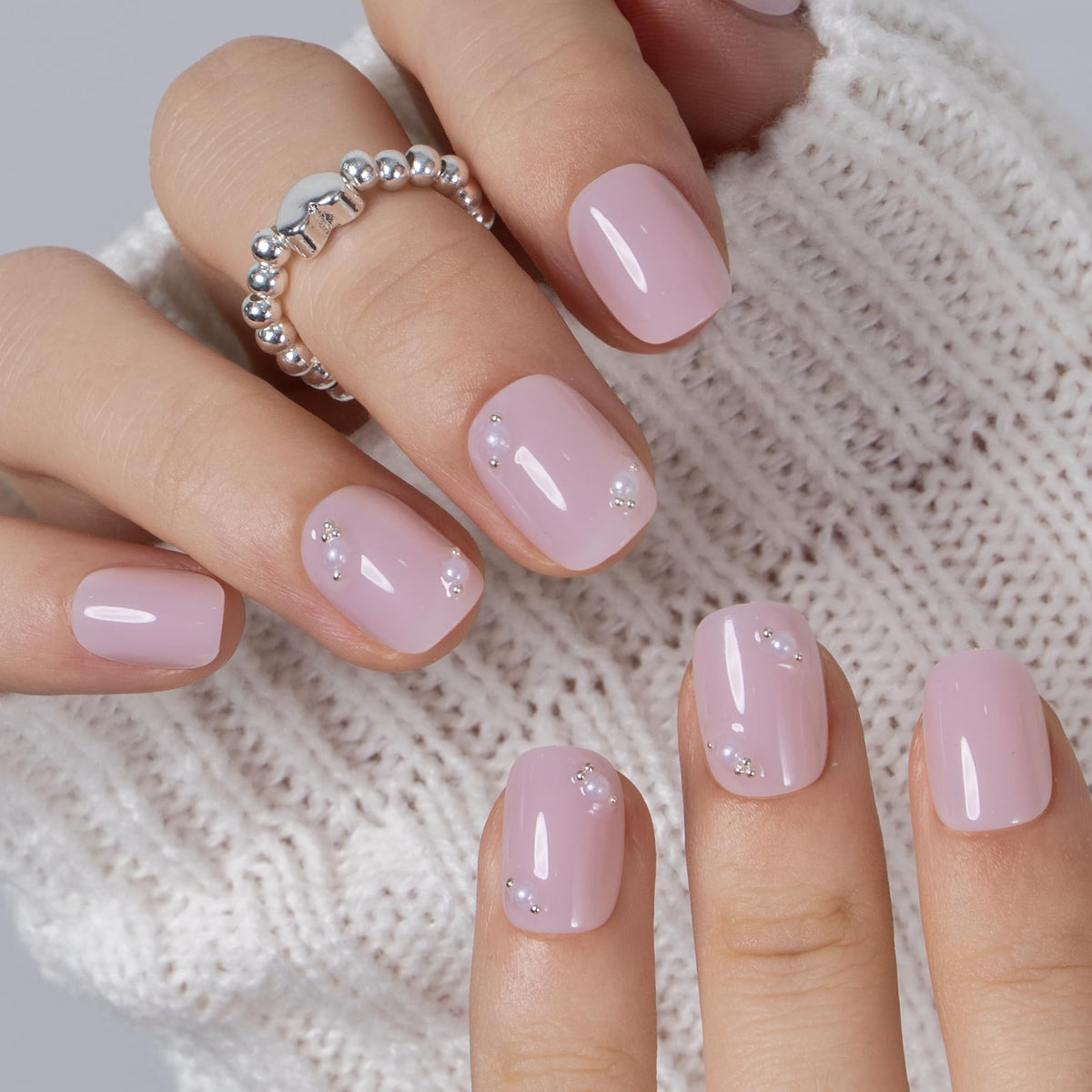CurvLife Extra Short Oval Press On Nails, Nude Peach Pink, Soft Gel