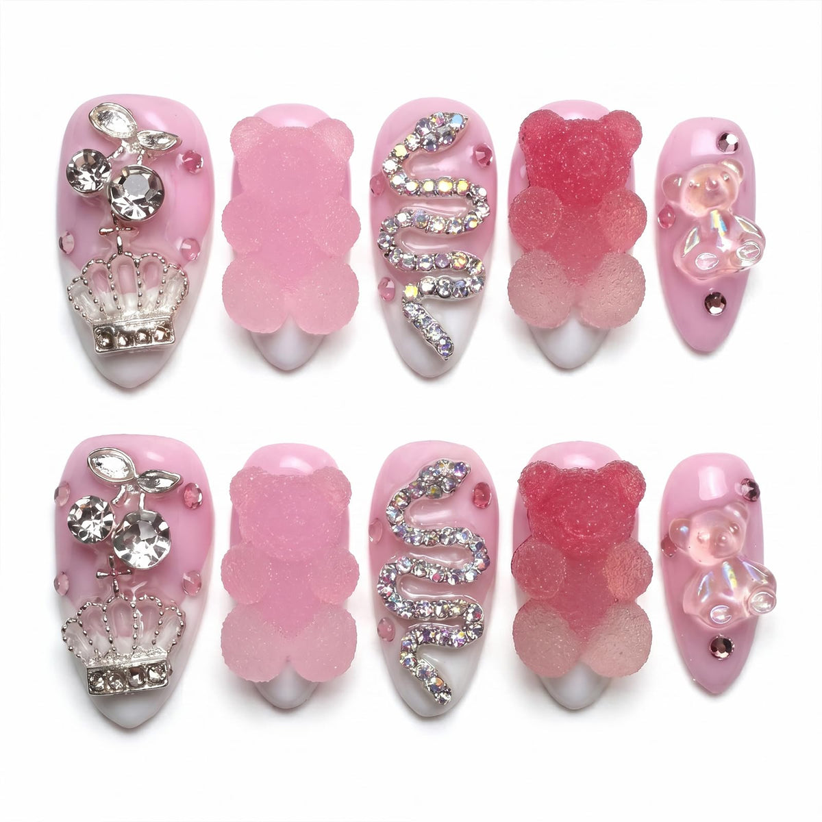 Luxury Handmade Press on Nails Medium Almond (Size M)