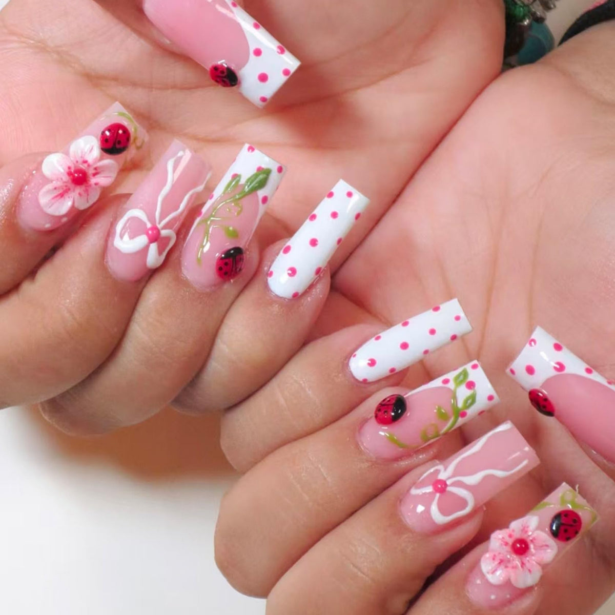 Long Square Press on Nails Bling Gold Chain & Crystal Nails,Fake Nails Artificial Stick on Nails for Women, Nude Pink Glam Prom Wedding Nails with Diamonds