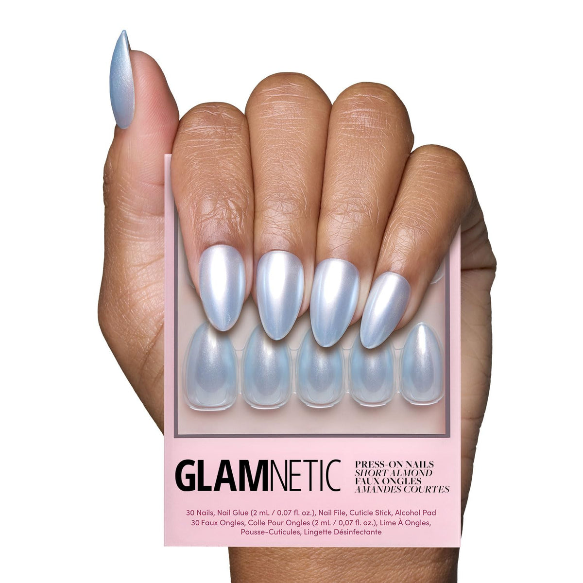 Glamnetic Press On Nails - Short Almond, Glazed Fake Nails 30 Pc Full Kit