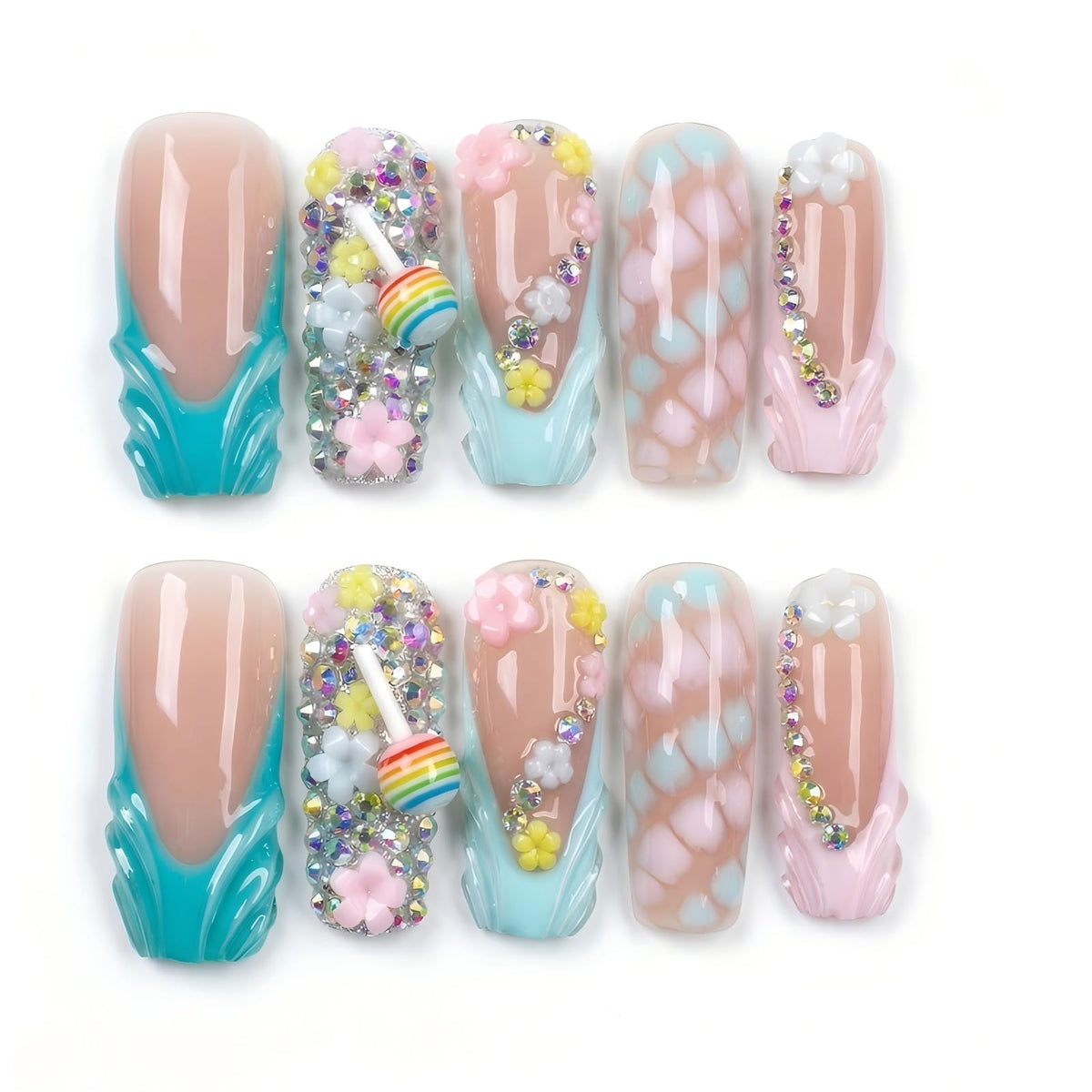 xl Square Handmade Press on Nails Long Luxury Acrylic Fake Nails