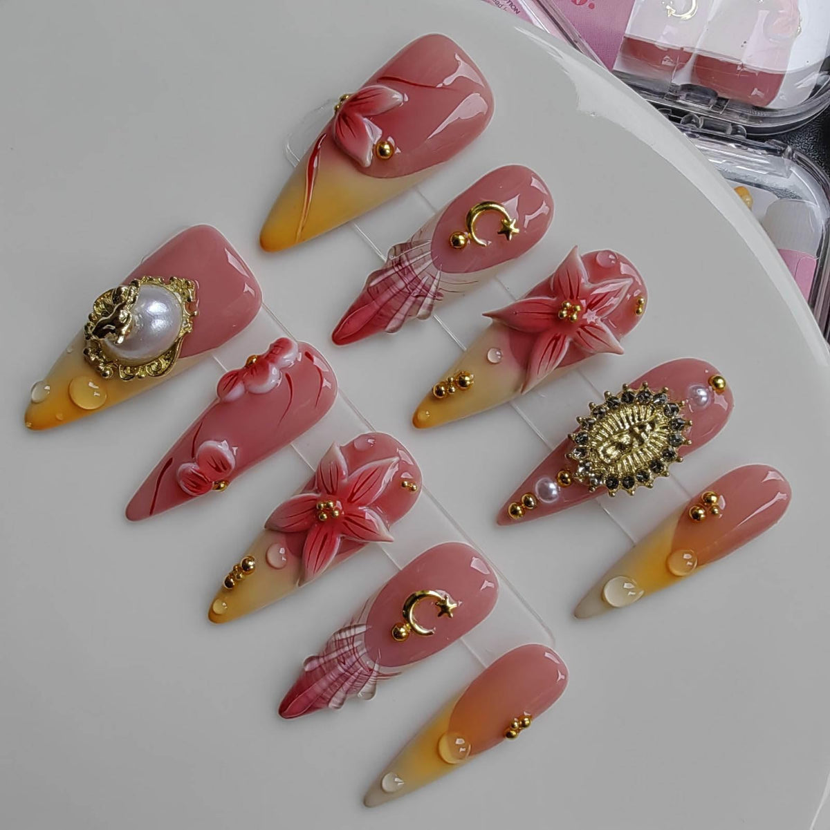 Handmade Press on Nails M Size 10 Pcs