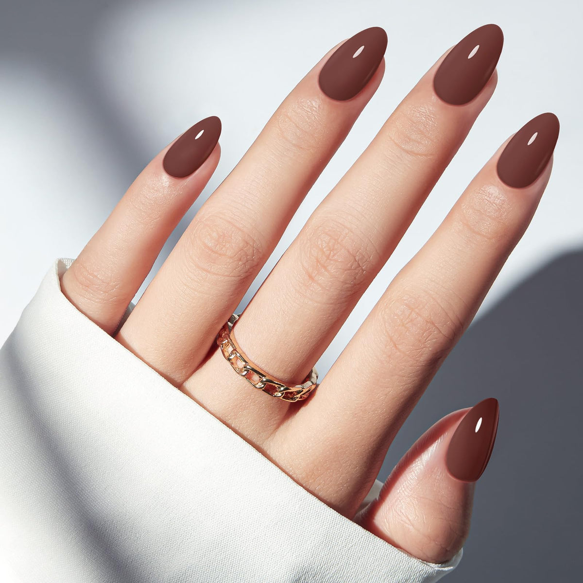modelones Milky White Press On Nails Short Almond 32Pcs 16 Sizes Reusable