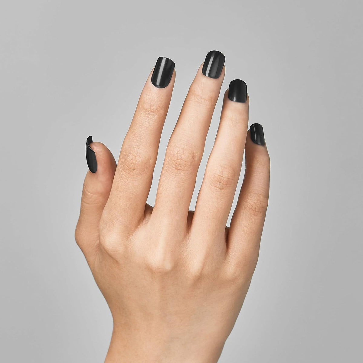 Kiss Impress No Glue Mani Press On Nails Kit, 30 All Black Peel and Stick Nails, Super Slim Short Squoval, Glossy Gel Finish, PureFit Technology, Includes Prep Pad, Manicure Stick & Mini File