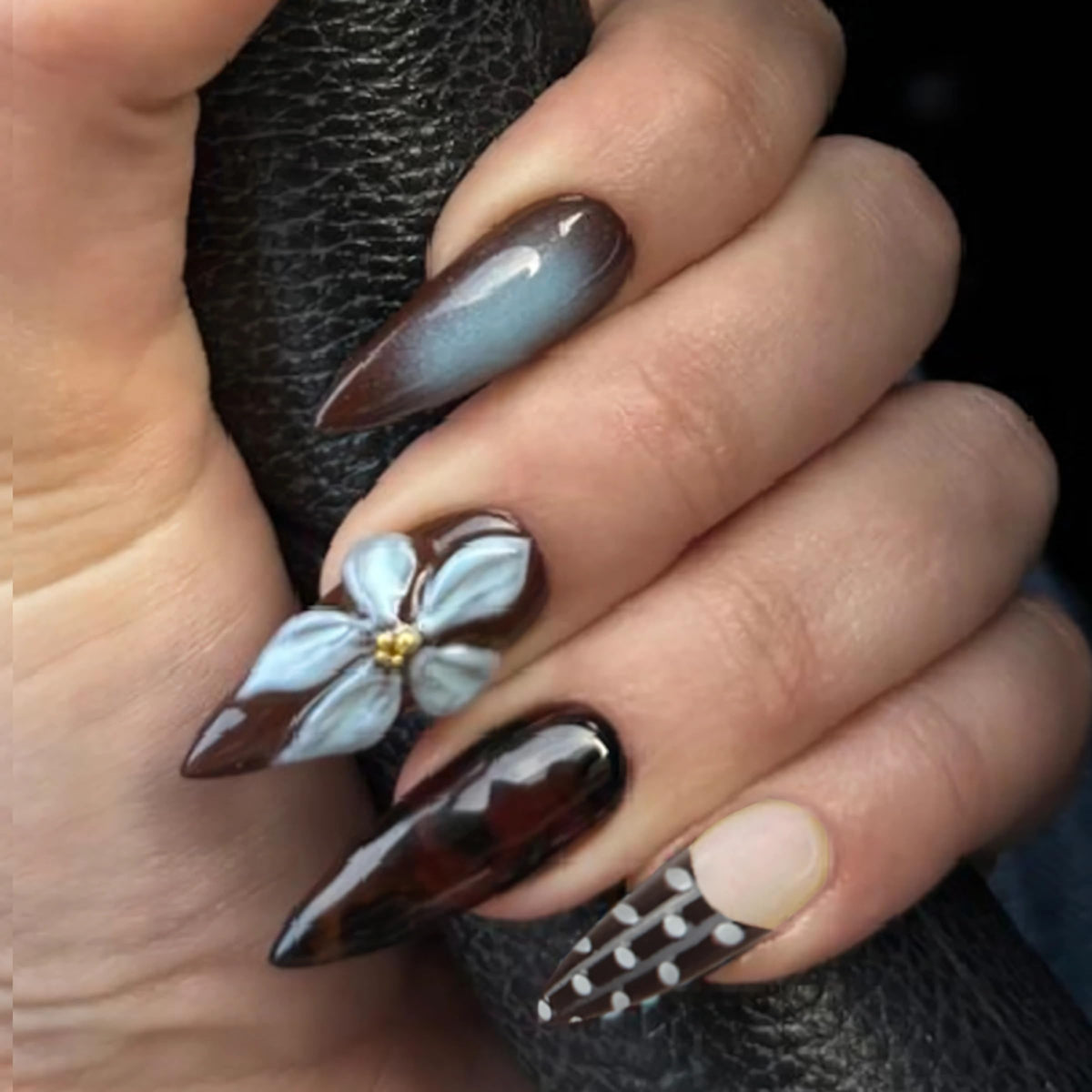 BABALAL Long Stiletto Press on Nails Metallic Gold Chrome Fake Nails