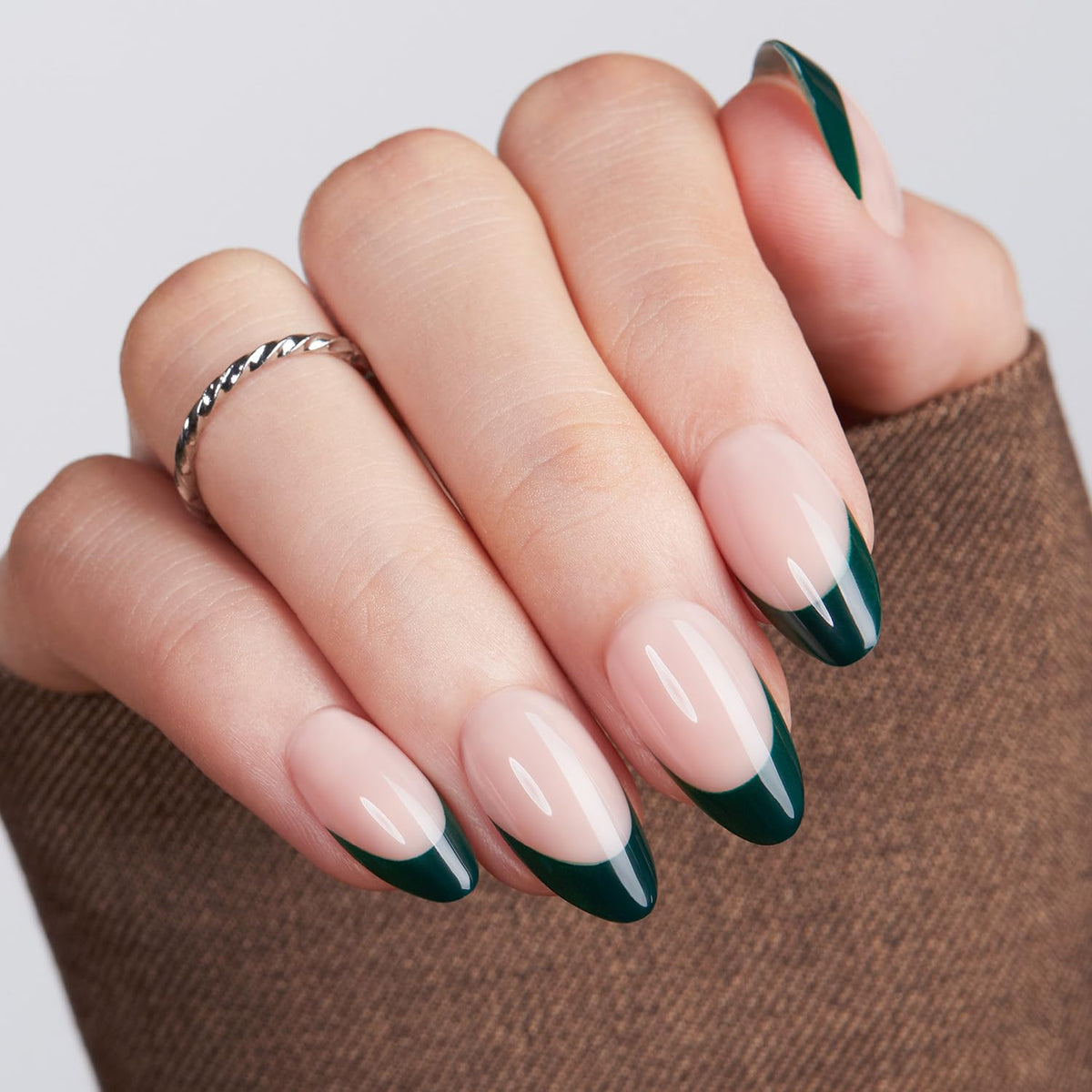 modelones Milky White Press On Nails Short Almond 32Pcs 16 Sizes Reusable
