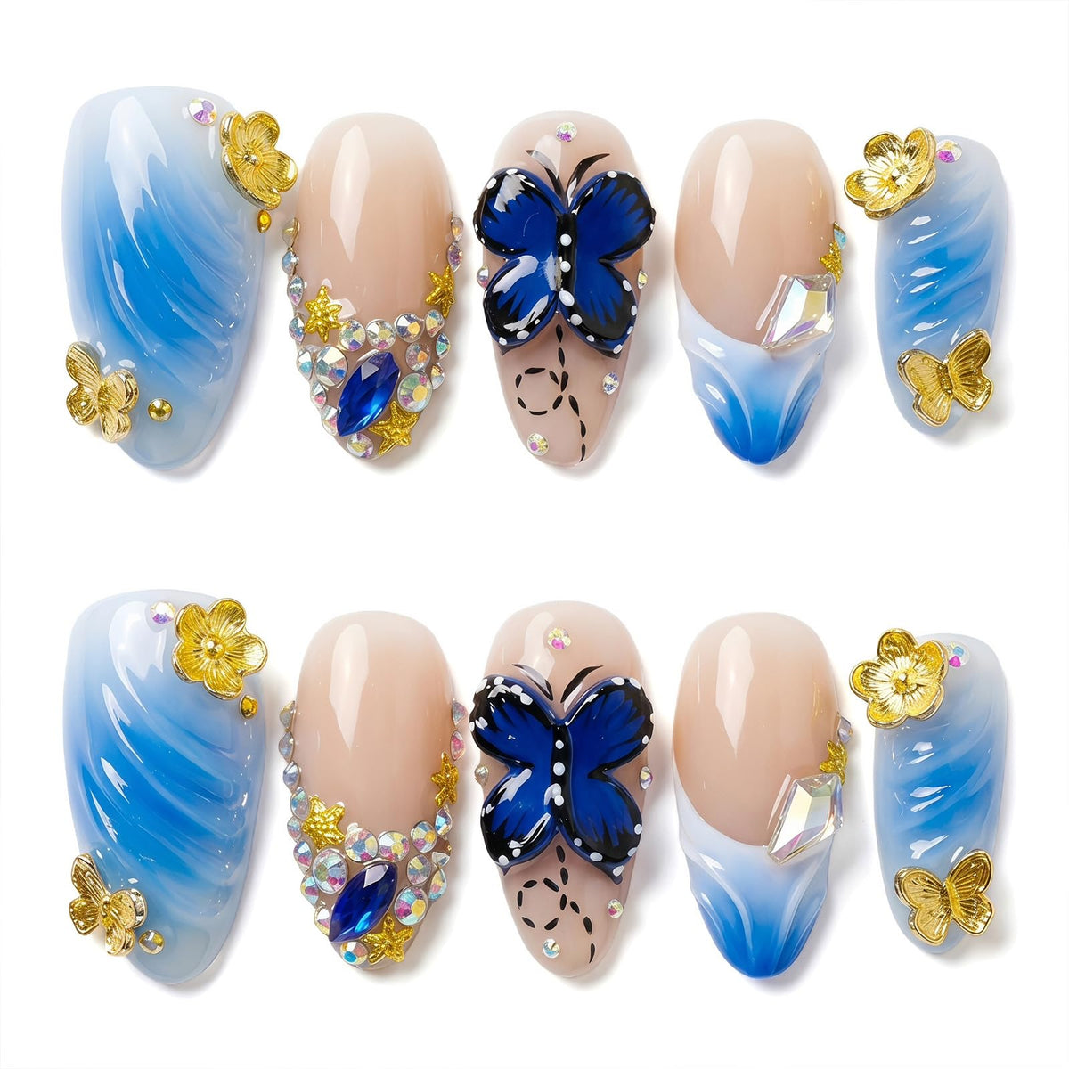 Luxury Handmade Press on Nails Medium Almond (Size M)