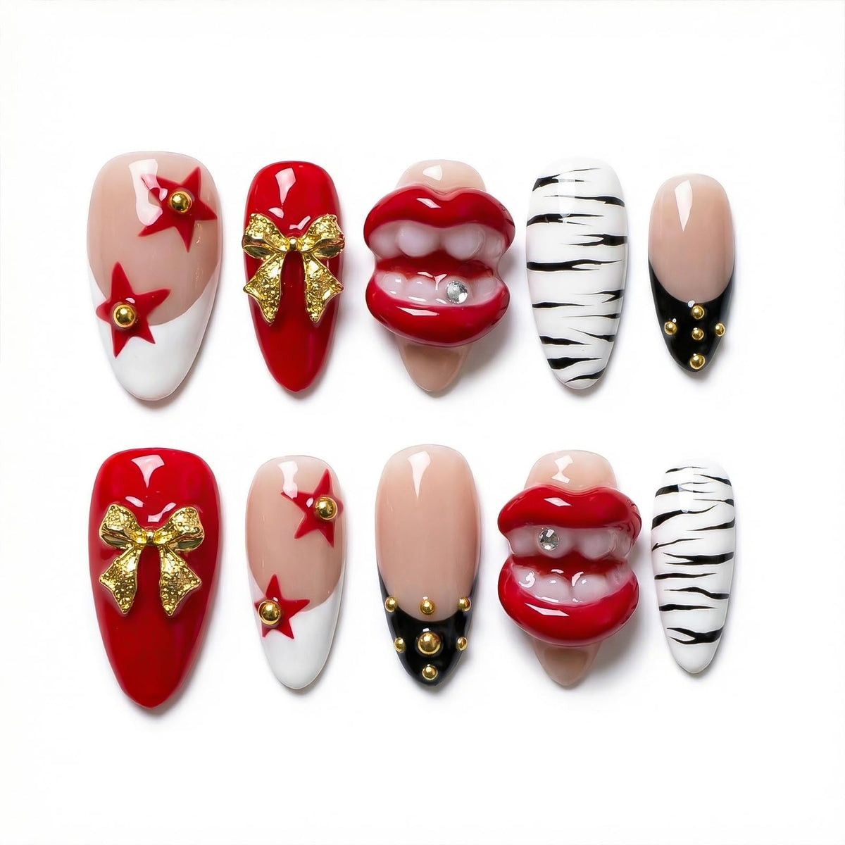 Luxury Handmade Press on Nails Medium Almond (Size M)