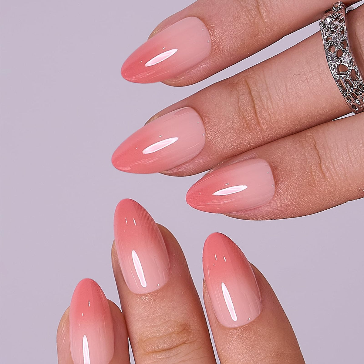 CurvLife Long French Tip Press On Nails, Pearl Rhinestones, Soft Gel