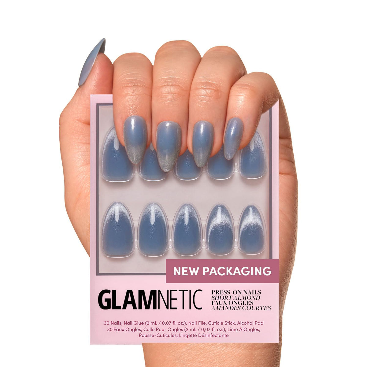 Glamnetic Press On Nails - Short Almond, Glazed Fake Nails 30 Pc Full Kit